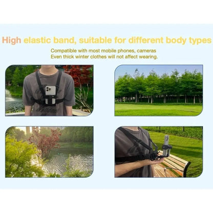 Mobile Phone Chest Mount Harness Strap Cell Phone Holder Mount for Video Recording Bike/Kayak/Fishing/Skateboard POV/VLOG for Iphone/Samsung for Gopro Hero 11 10 9 8/Insta360/Dji Action Camera, Black