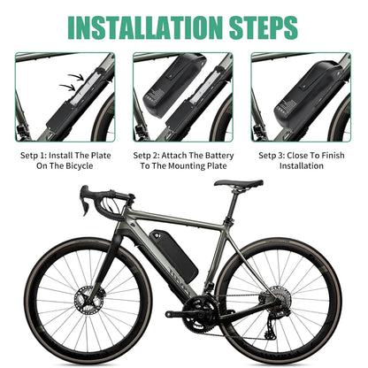 48V Ebike Battery 15Ah Lithium with 2A Fast Charger BMS USB Output Safe Lock LED Indicator for 0-1500W Bike Motor