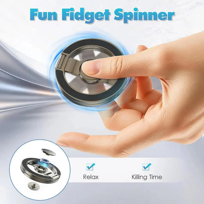 FUDUOO Phone Stand & Fidget Spinner Combo, Dual Magnetic Ring Stand, Fidget Toys Adults, Foldable, 360° Rotation, Desk Phone Stand, Magsafe Compatible, Stress Relief Accessory for Home/Office/Travel/Gym