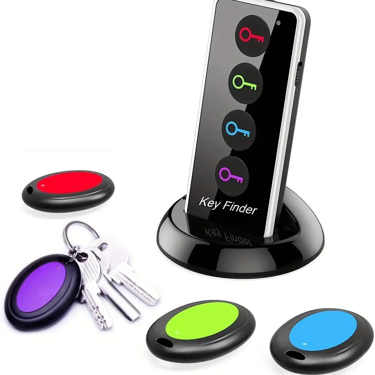 Key Finder Wireless Tracker with LED Light 100Ft Long Distance Tracking for Car Keys Phones Wallet TV Remote Control 4 Receivers Easy to Use for Seniors
