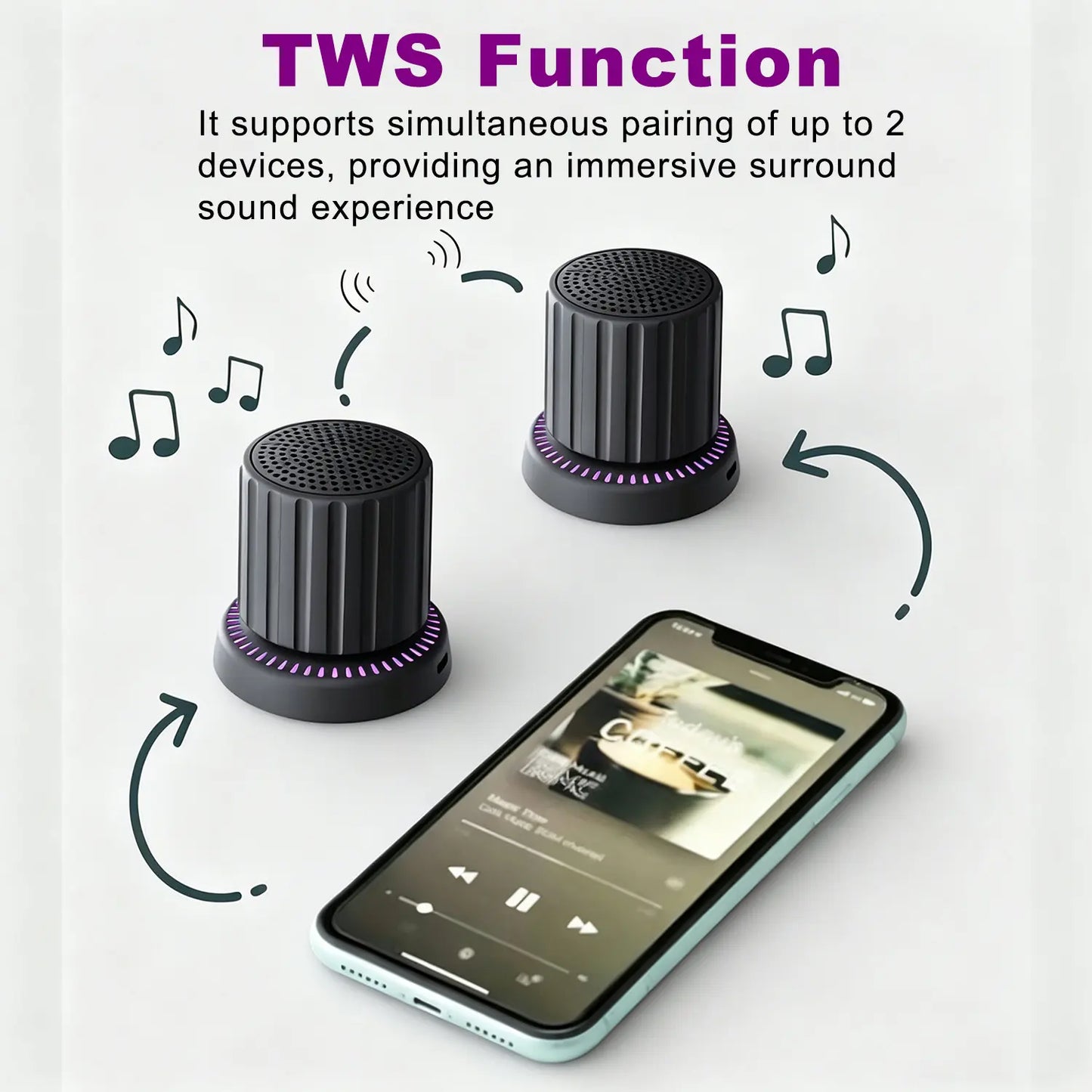 Lewinner Magnetic Bluetooth Speaker - IPX4 Water-Resistant Audio Device with TWS Pairing, RGB Rhythm Light, Rotary Knob Control, Rechargeable Bluetooth Receiver, Cable-Free Compact Portable Speaker for Bathroom, Outdoor Use, Bluetooth Receiver Speakers