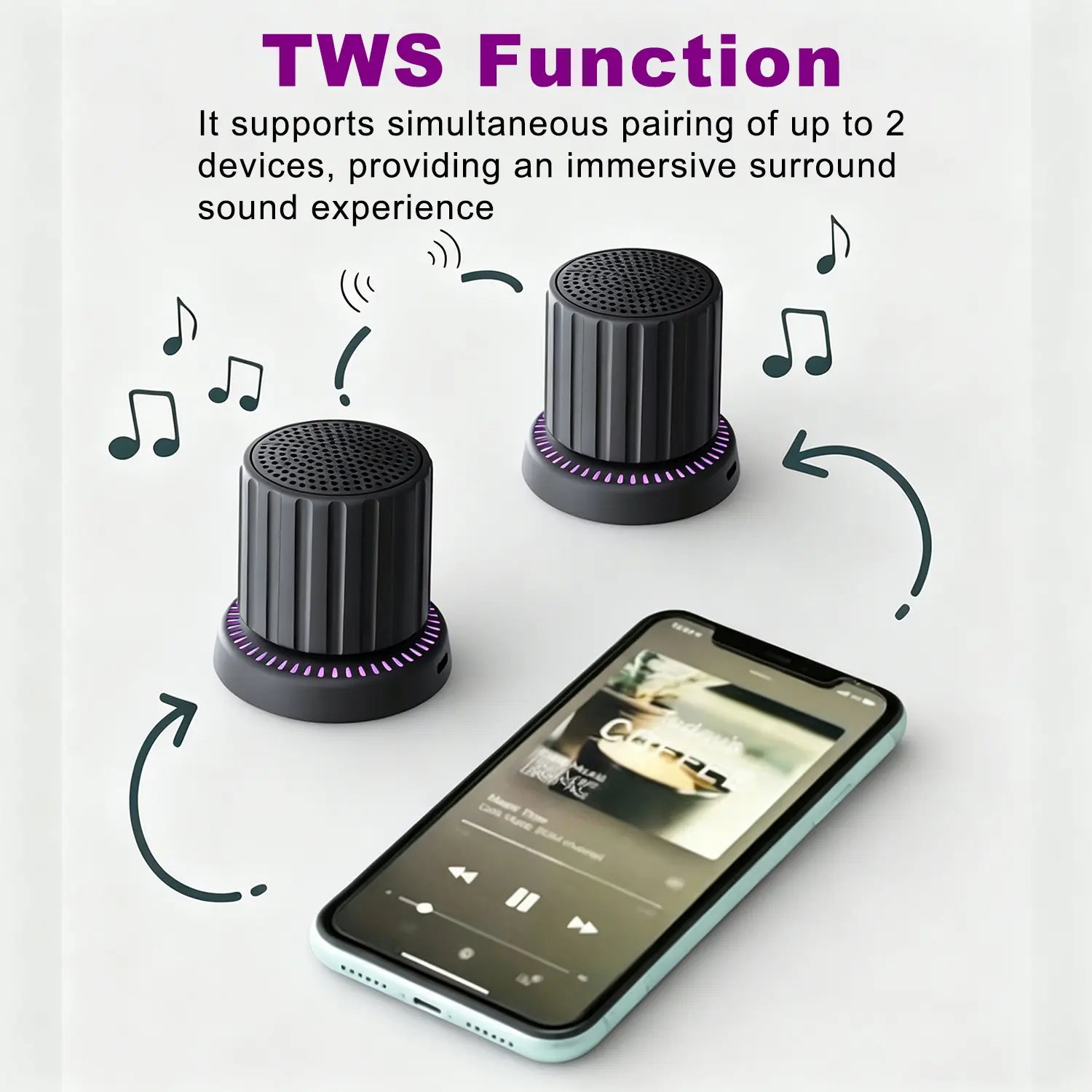Lewinner Magnetic Bluetooth Speaker - IPX4 Water-Resistant Audio Device with TWS Pairing, RGB Rhythm Light, Rotary Knob Control, Rechargeable Bluetooth Receiver, Cable-Free Compact Portable Speaker for Bathroom, Outdoor Use, Bluetooth Receiver Speakers