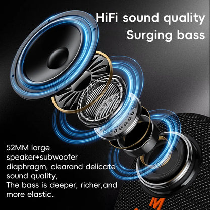 Bass-17 Wireless Cycling Speaker: 7W Stereo with Deep Bass to Boost Your Ride, 1200Mah for 10H Playback, IPX-5 Waterproof,Supports Bluetooth/Tf/Tws & Hands-Free Calls – Built for Motorcycles & Bikes, All-In-One Speaker with Subwoofer Power