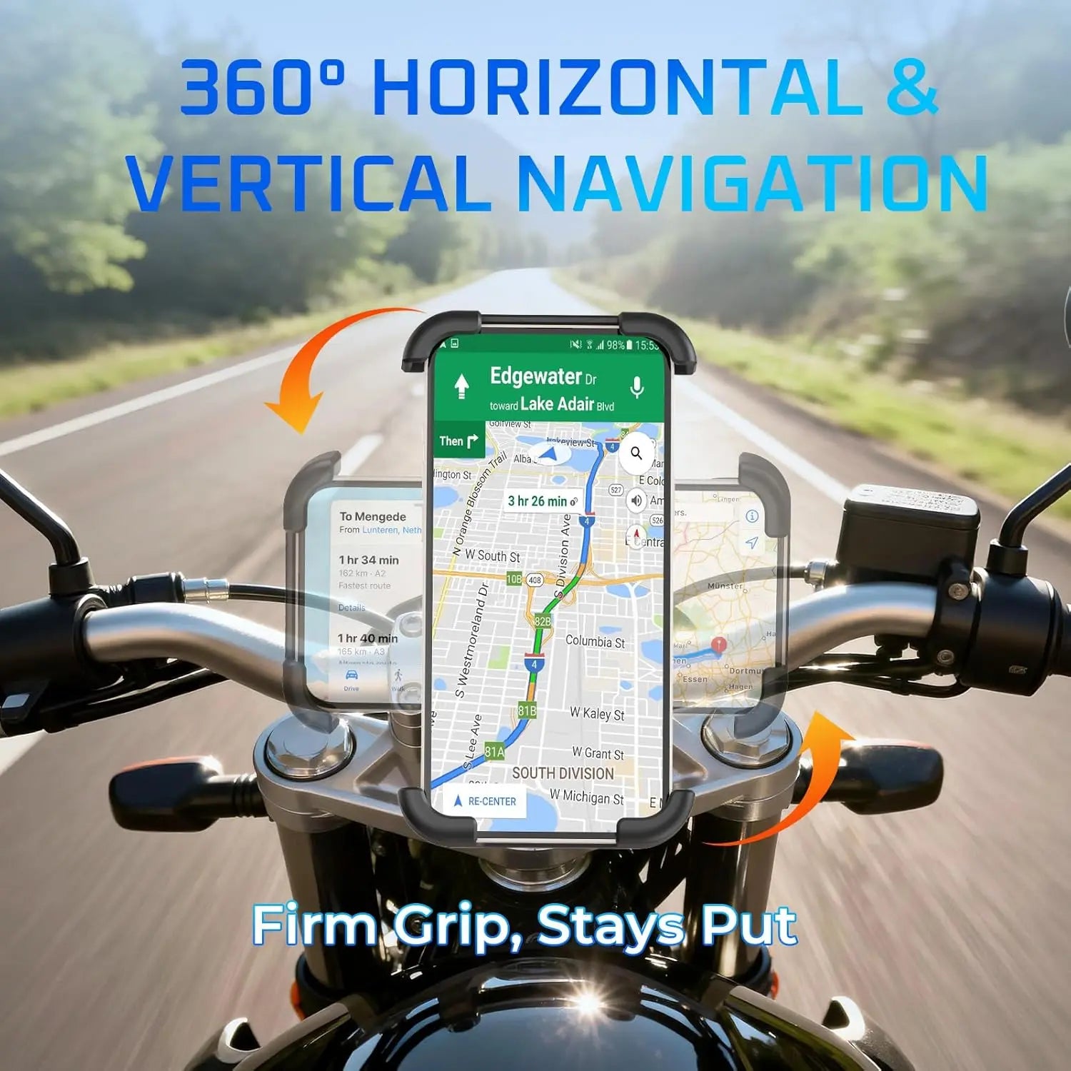 Bike Speaker with Phone Holder, Bluetooth Motorcycle Speakers with Phone Mount, Motorcycle Mount - Motorcycle Phone Holder with Bike Speaker,Handlebar Cell Phone Clamp for Iphone 16 15 14 13 12 Pro Max Plus,4.7 to 6.8" Phones, for Scooter, Motorcycle