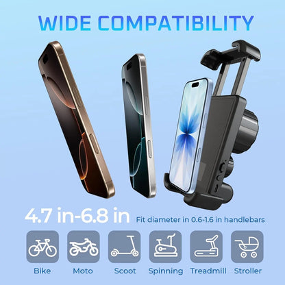 Bike Speaker with Phone Holder, Bluetooth Motorcycle Speakers with Phone Mount, Motorcycle Mount - Motorcycle Phone Holder with Bike Speaker,Handlebar Cell Phone Clamp for Iphone 16 15 14 13 12 Pro Max Plus,4.7 to 6.8" Phones, for Scooter, Motorcycle