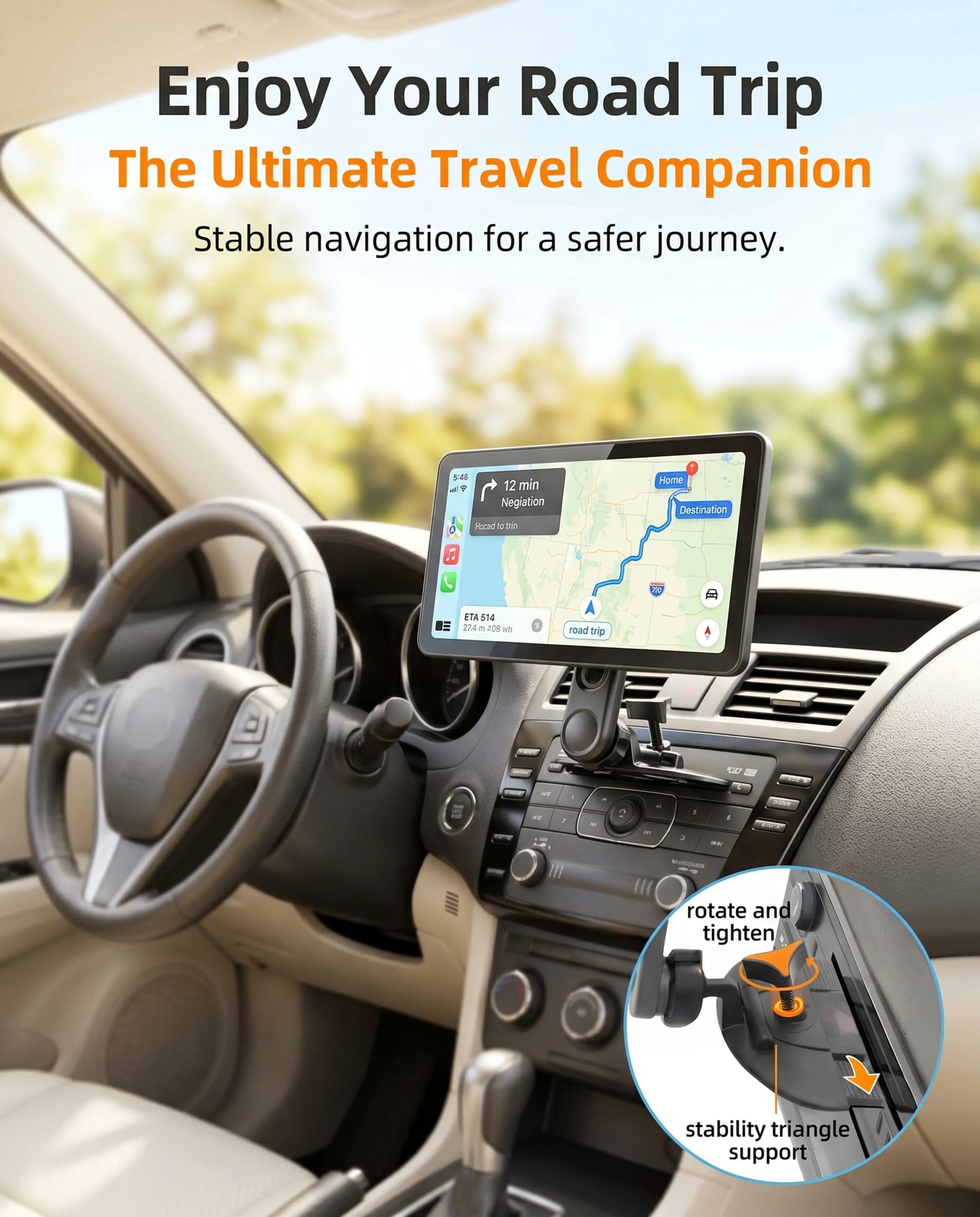 CD Slot Mount for Carplay Screen Adjustable Arm and 360° Rotating Universal Head 17Mm Compatible with In-Car Monitors CD Slot Carplay Mount