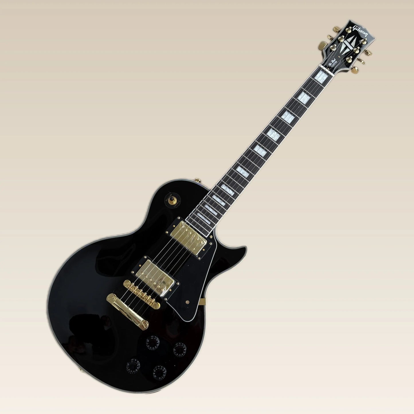 Les Paul Custom Guitar Black Beauty,Gold Hardware Black Gloss Solid Mahogany Body 22 Frets