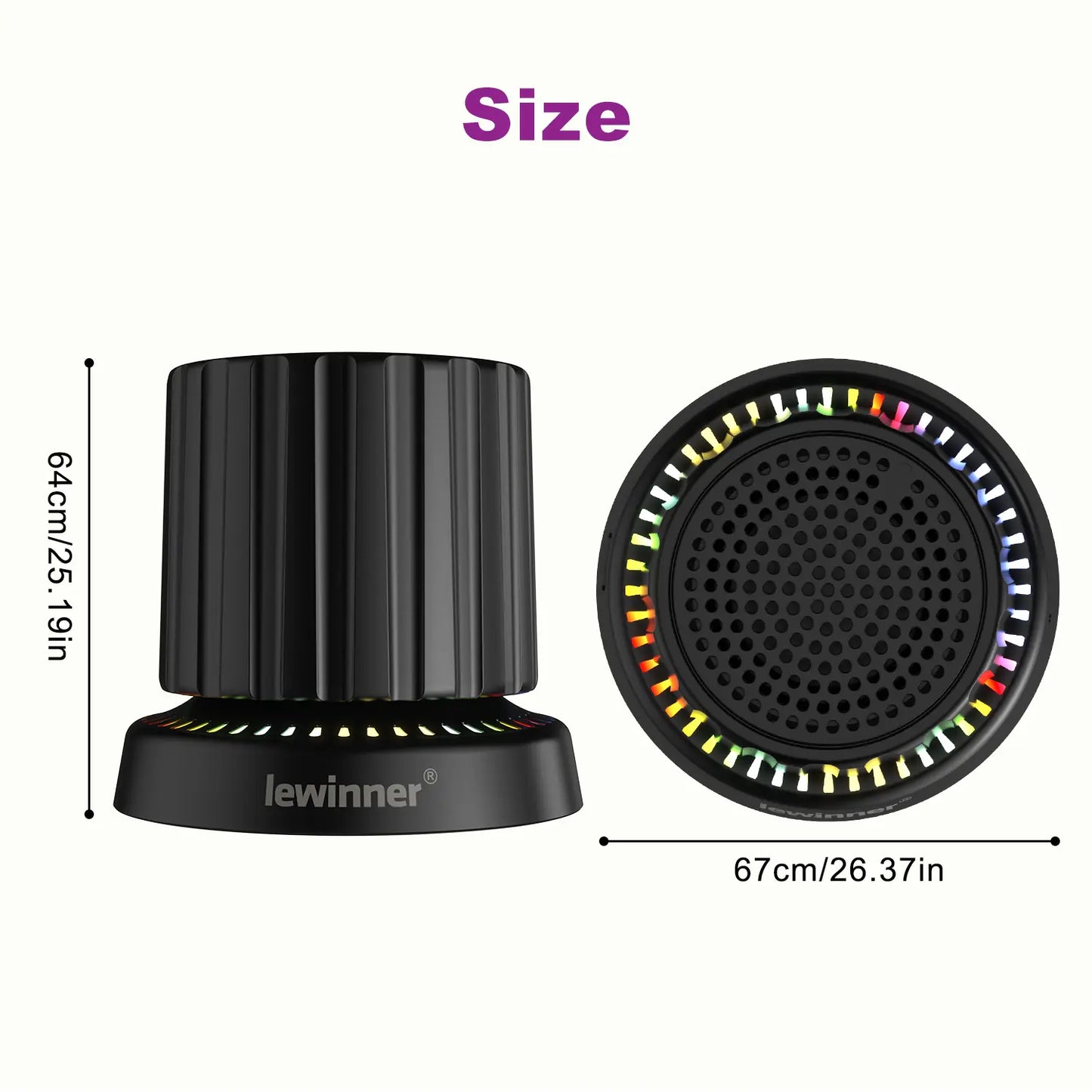 Lewinner Magnetic Bluetooth Speaker - IPX4 Water-Resistant Audio Device with TWS Pairing, RGB Rhythm Light, Rotary Knob Control, Rechargeable Bluetooth Receiver, Cable-Free Compact Portable Speaker for Bathroom, Outdoor Use, Bluetooth Receiver Speakers