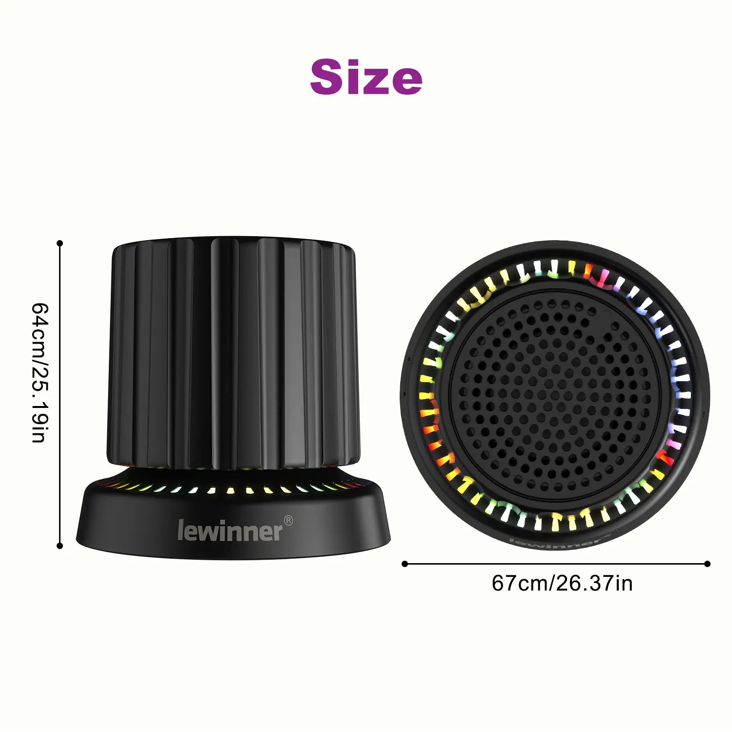 Lewinner Magnetic Bluetooth Speaker - IPX4 Water-Resistant Audio Device with TWS Pairing, RGB Rhythm Light, Rotary Knob Control, Rechargeable Bluetooth Receiver, Cable-Free Compact Portable Speaker for Bathroom, Outdoor Use, Bluetooth Receiver Speakers