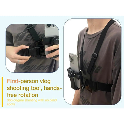 Mobile Phone Chest Mount Harness Strap Cell Phone Holder Mount for Video Recording Bike/Kayak/Fishing/Skateboard POV/VLOG for Iphone/Samsung for Gopro Hero 11 10 9 8/Insta360/Dji Action Camera, Black