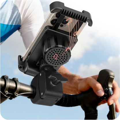 Bike Speaker with Phone Holder, Bluetooth Motorcycle Speakers with Phone Mount, Motorcycle Mount - Motorcycle Phone Holder with Bike Speaker,Handlebar Cell Phone Clamp for Iphone 16 15 14 13 12 Pro Max Plus,4.7 to 6.8" Phones, for Scooter, Motorcycle