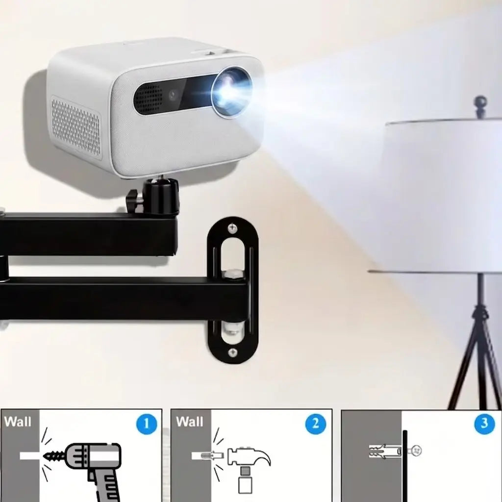 360° Adjustable Heavy-Duty Projector Stand, Wall-Mounted Folding Gimbal Bracket, Durable Iron Frame, Easy Installation, Home Theater & CCTV