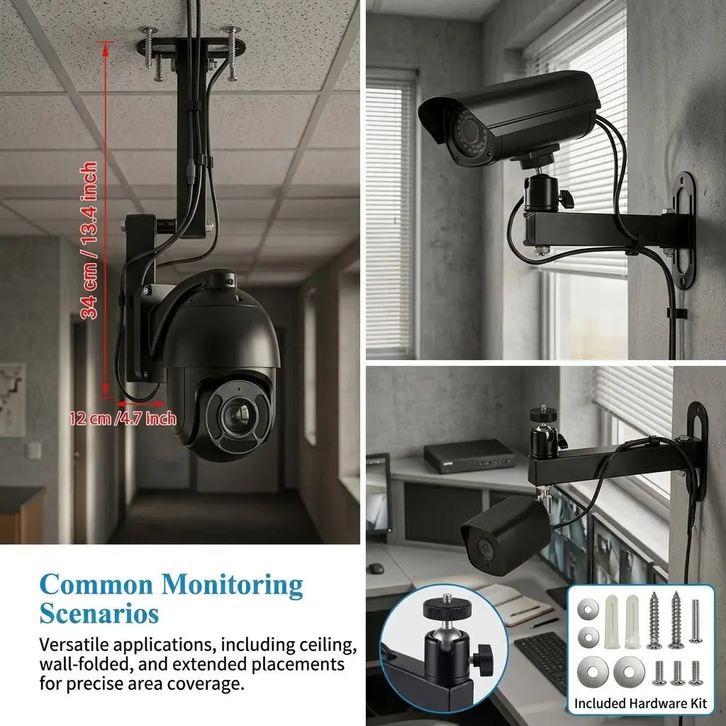 360° Adjustable Heavy-Duty Projector Stand, Wall-Mounted Folding Gimbal Bracket, Durable Iron Frame, Easy Installation, Home Theater & CCTV