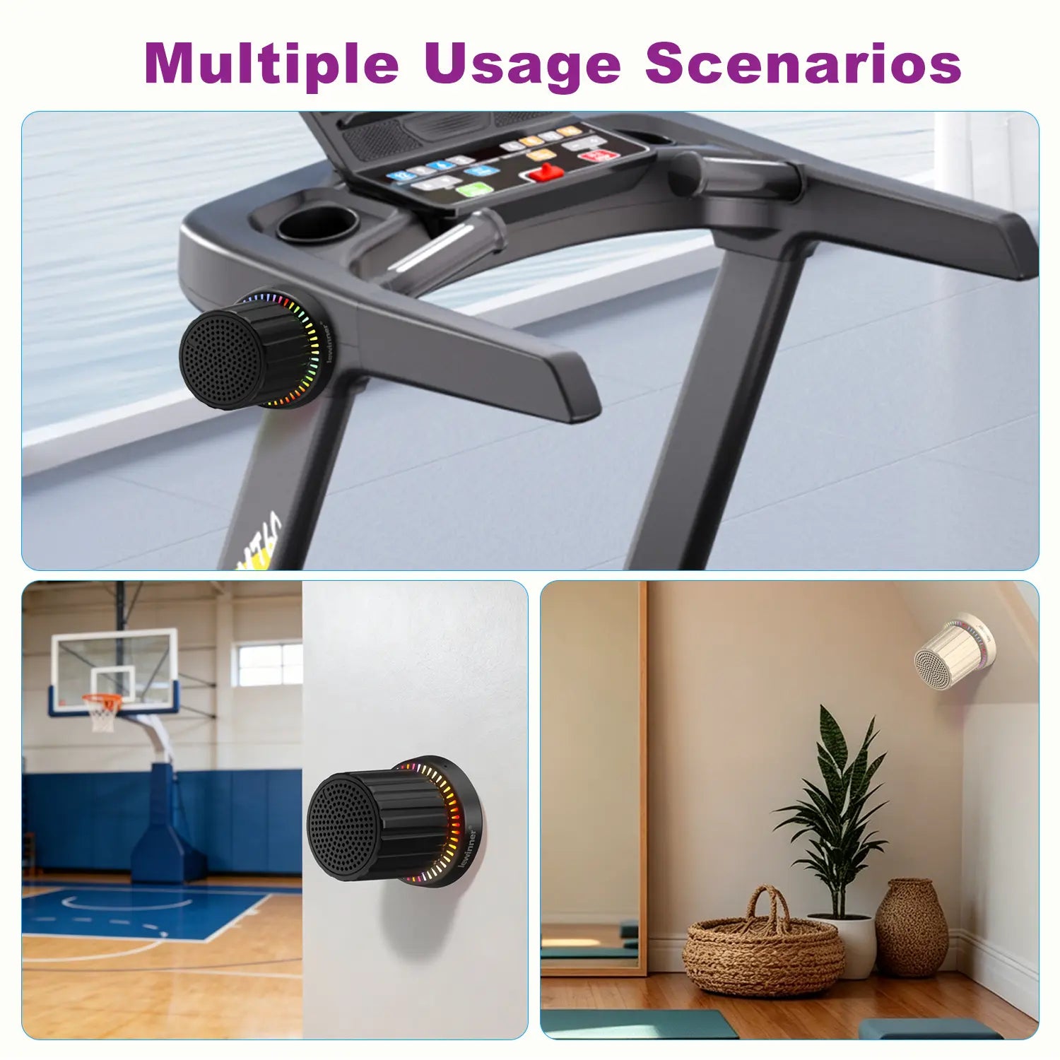 Lewinner Magnetic Bluetooth Speaker - IPX4 Water-Resistant Audio Device with TWS Pairing, RGB Rhythm Light, Rotary Knob Control, Rechargeable Bluetooth Receiver, Cable-Free Compact Portable Speaker for Bathroom, Outdoor Use, Bluetooth Receiver Speakers