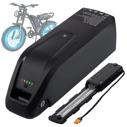 48V Ebike Battery 15Ah Lithium with 2A Fast Charger BMS USB Output Safe Lock LED Indicator for 0-1500W Bike Motor