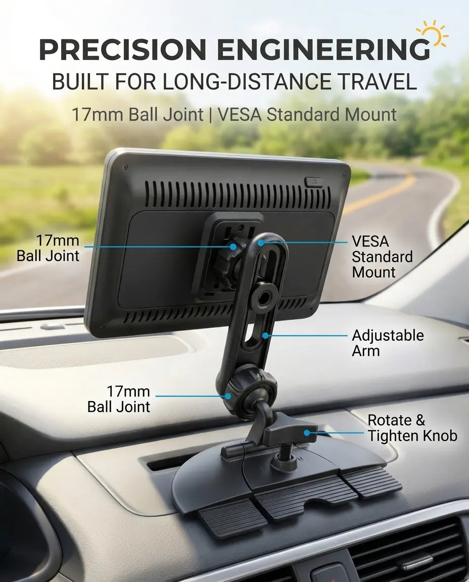 CD Slot Mount for Carplay Screen Adjustable Arm and 360° Rotating Universal Head 17Mm Compatible with In-Car Monitors CD Slot Carplay Mount