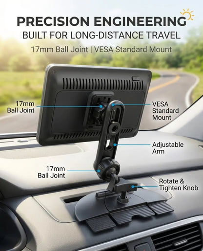 CD Slot Mount for Carplay Screen Adjustable Arm and 360° Rotating Universal Head 17Mm Compatible with In-Car Monitors CD Slot Carplay Mount