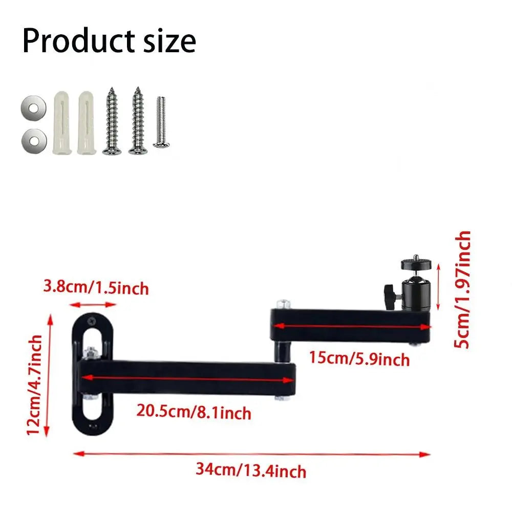 360° Adjustable Heavy-Duty Projector Stand, Wall-Mounted Folding Gimbal Bracket, Durable Iron Frame, Easy Installation, Home Theater & CCTV