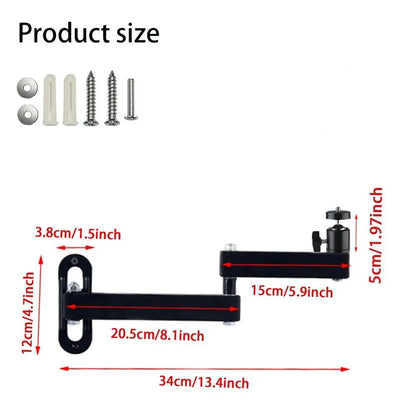 360° Adjustable Heavy-Duty Projector Stand, Wall-Mounted Folding Gimbal Bracket, Durable Iron Frame, Easy Installation, Home Theater & CCTV