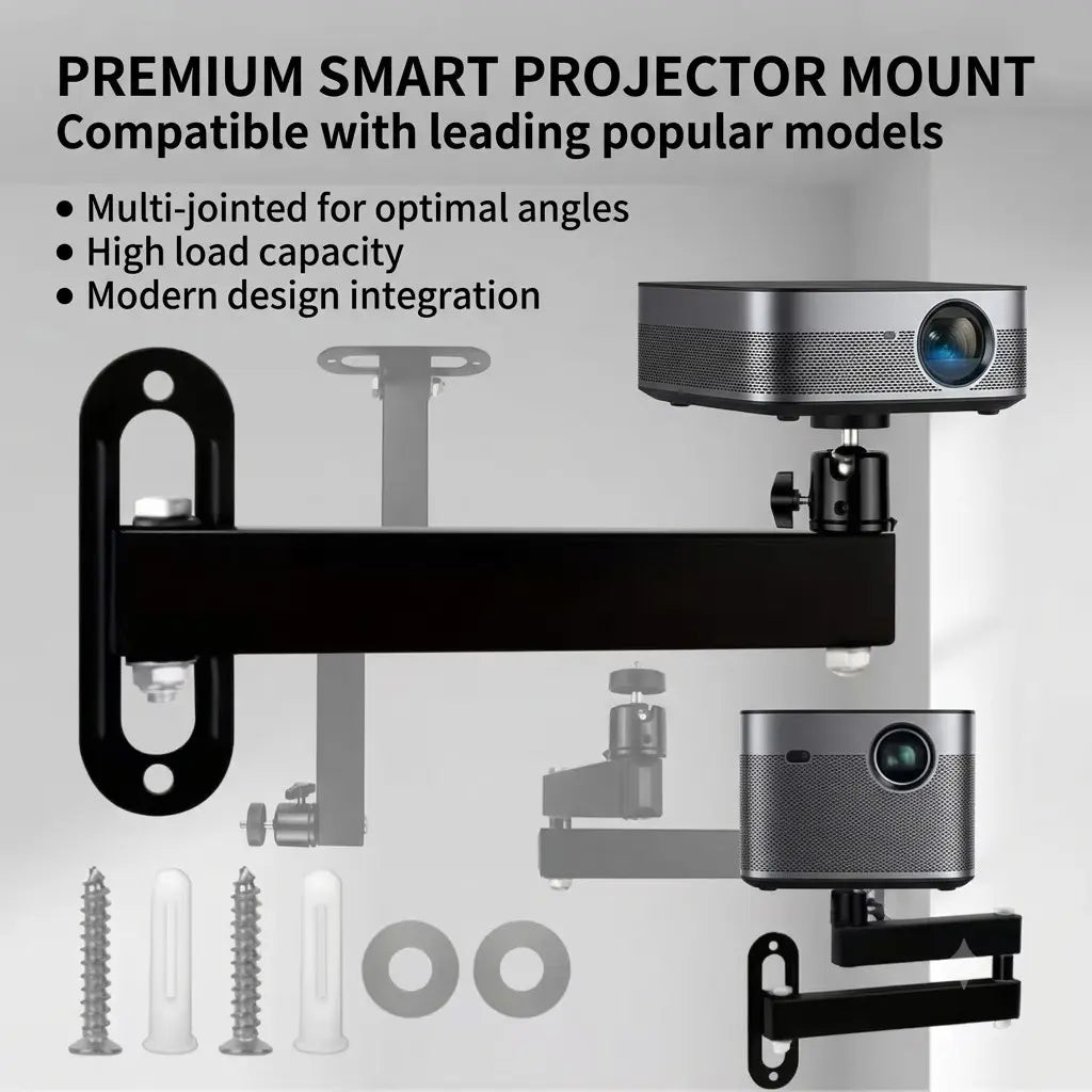 360° Adjustable Heavy-Duty Projector Stand, Wall-Mounted Folding Gimbal Bracket, Durable Iron Frame, Easy Installation, Home Theater & CCTV
