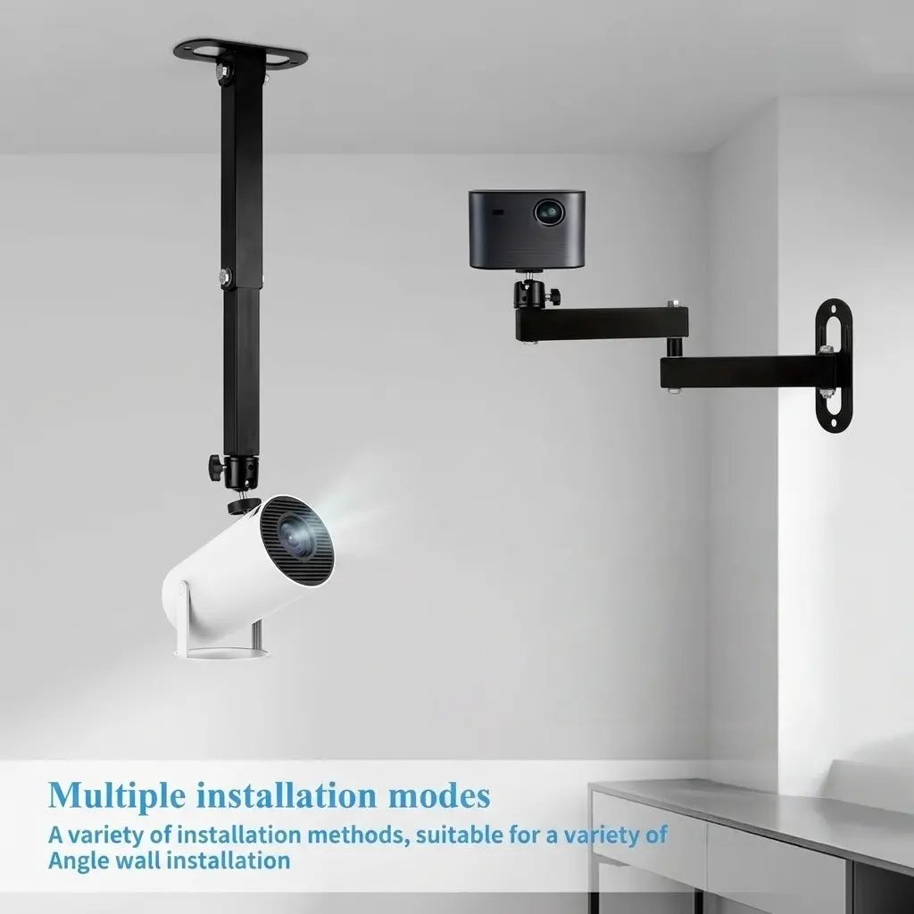 360° Adjustable Heavy-Duty Projector Stand, Wall-Mounted Folding Gimbal Bracket, Durable Iron Frame, Easy Installation, Home Theater & CCTV