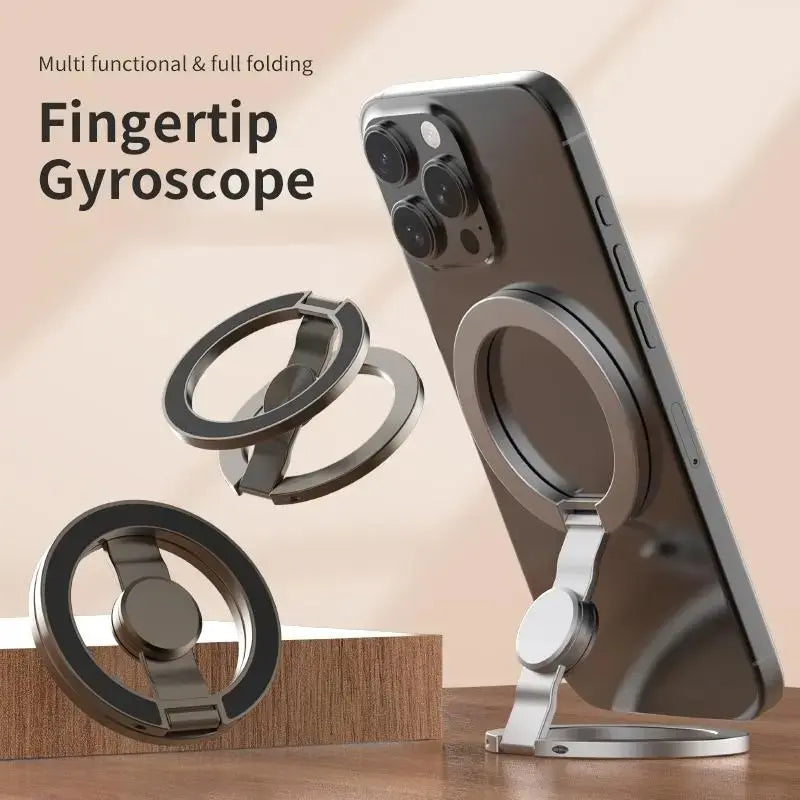 FUDUOO Phone Stand & Fidget Spinner Combo, Dual Magnetic Ring Stand, Fidget Toys Adults, Foldable, 360° Rotation, Desk Phone Stand, Magsafe Compatible, Stress Relief Accessory for Home/Office/Travel/Gym